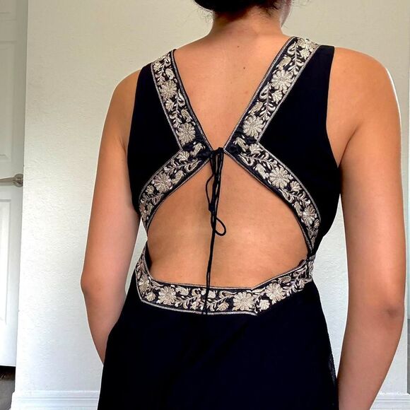 2000s black silk midi dress by ECI New York - Picture 5 of 8